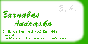 barnabas andrasko business card